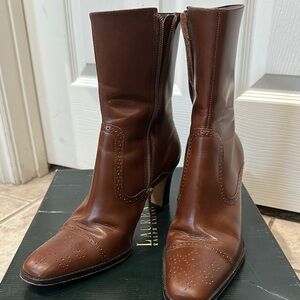 Lauren Ralph Lauren Brown Leather Ankle Boots